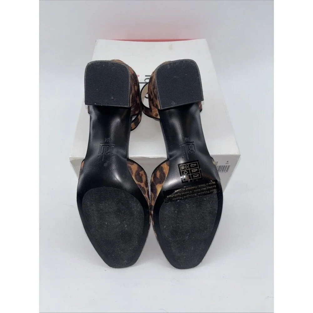 Cabi Kiki Leopard Animal Print Ankle Strap Brown Black 6015 Block Heel Size 8